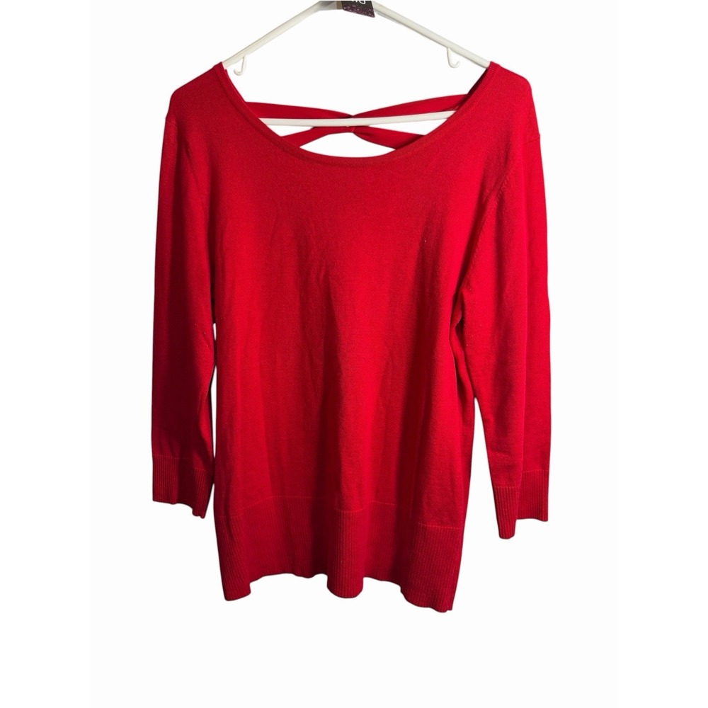cable & gauge womens red long sleeve shirt open strappy back size large